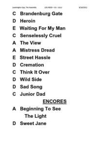 La setlist di Leamington - 9 Agosto 1