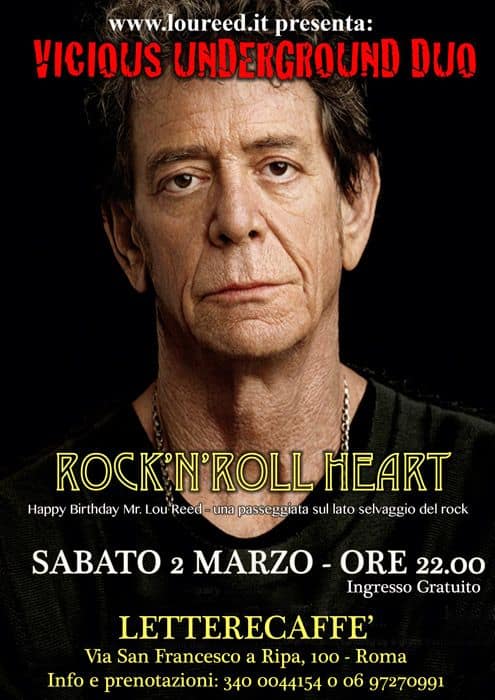 Rock'n'roll Heart - Tributo a Lou Reed il 2 Marzo 11 LETTERECAFFE2MARZO2013
